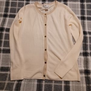Kikit Cream Cardigan with Gold Shimmery Detailing Size L